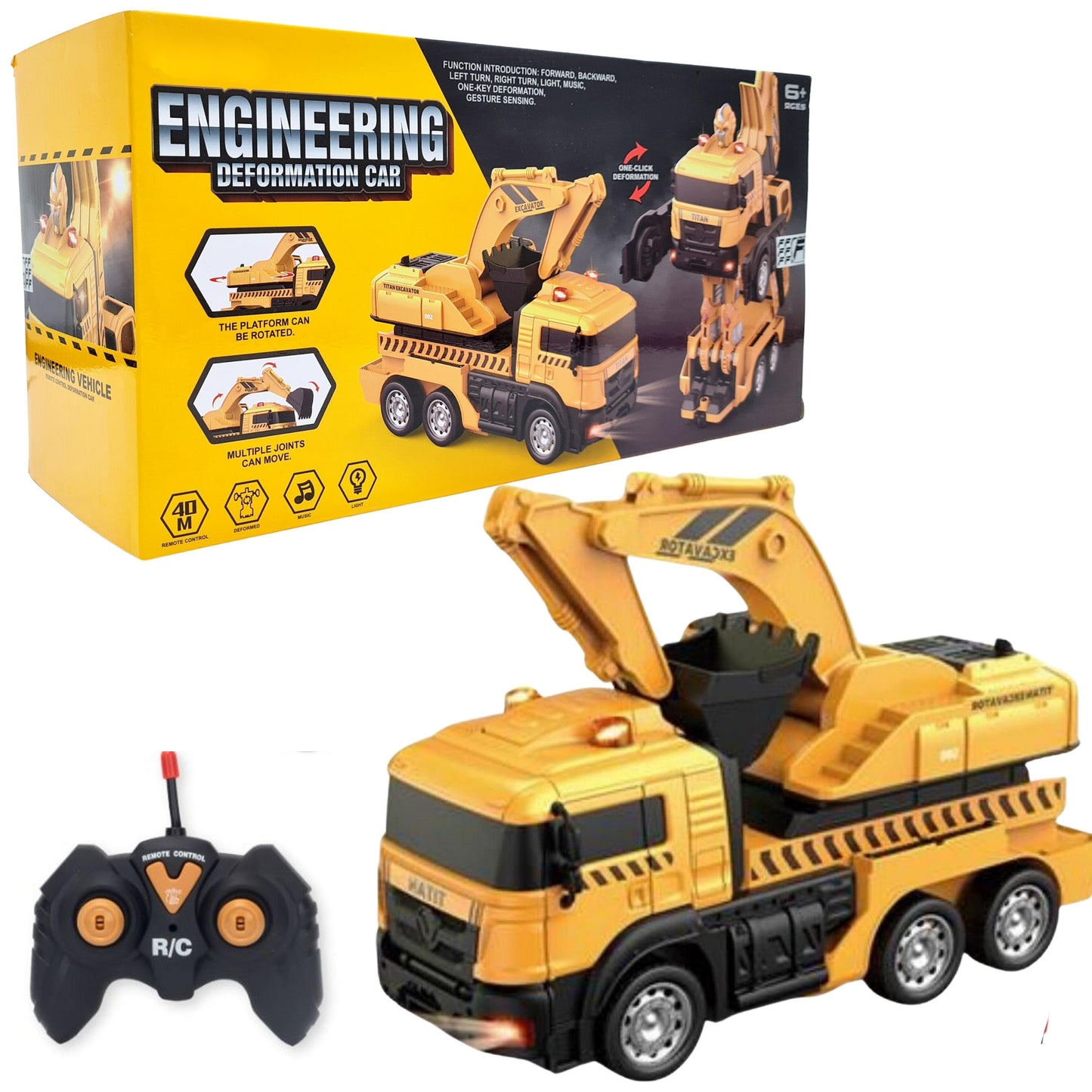 FITTO Remote Control Excavator Toy