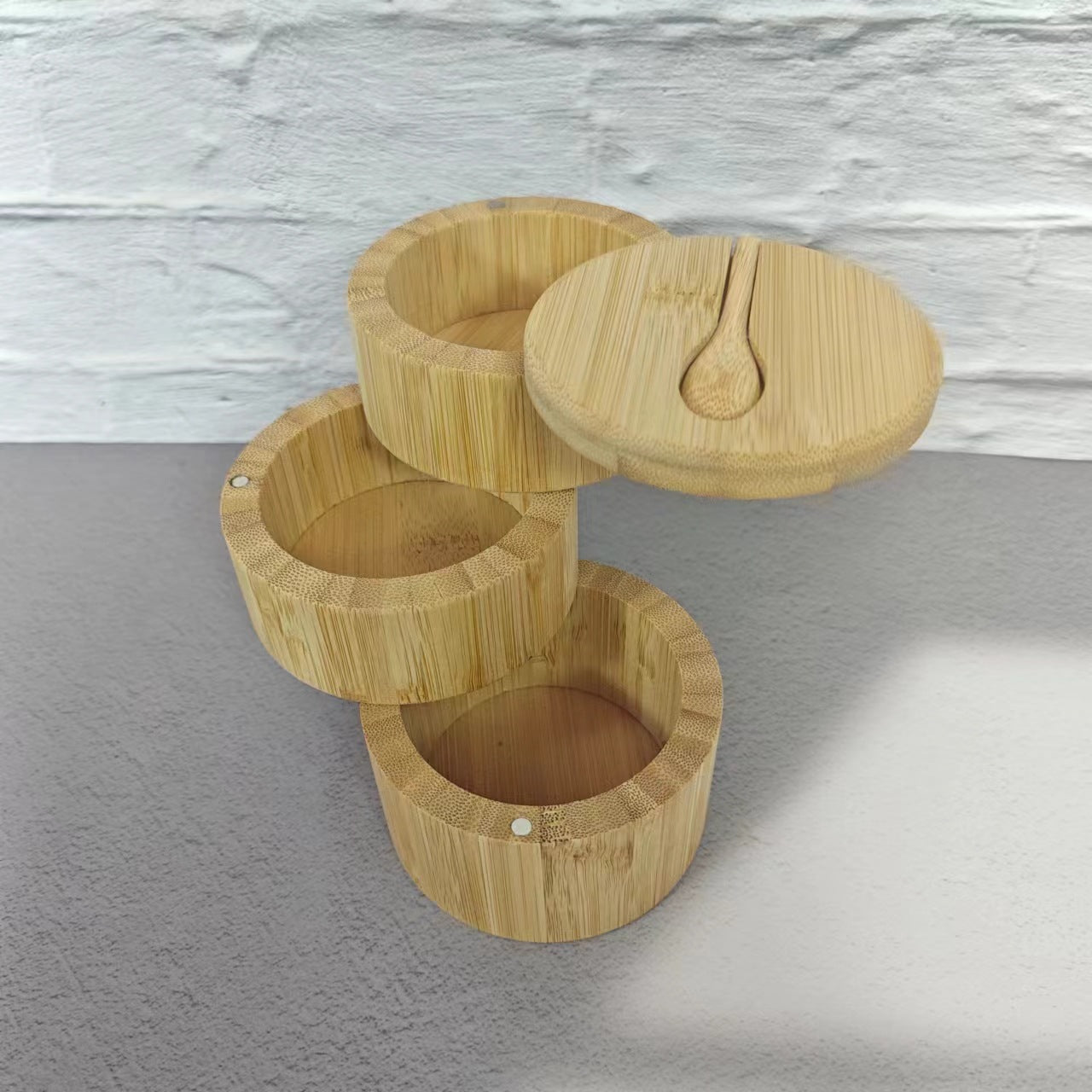 Eco-Friendly Bamboo Spice Box with Dual Compartments