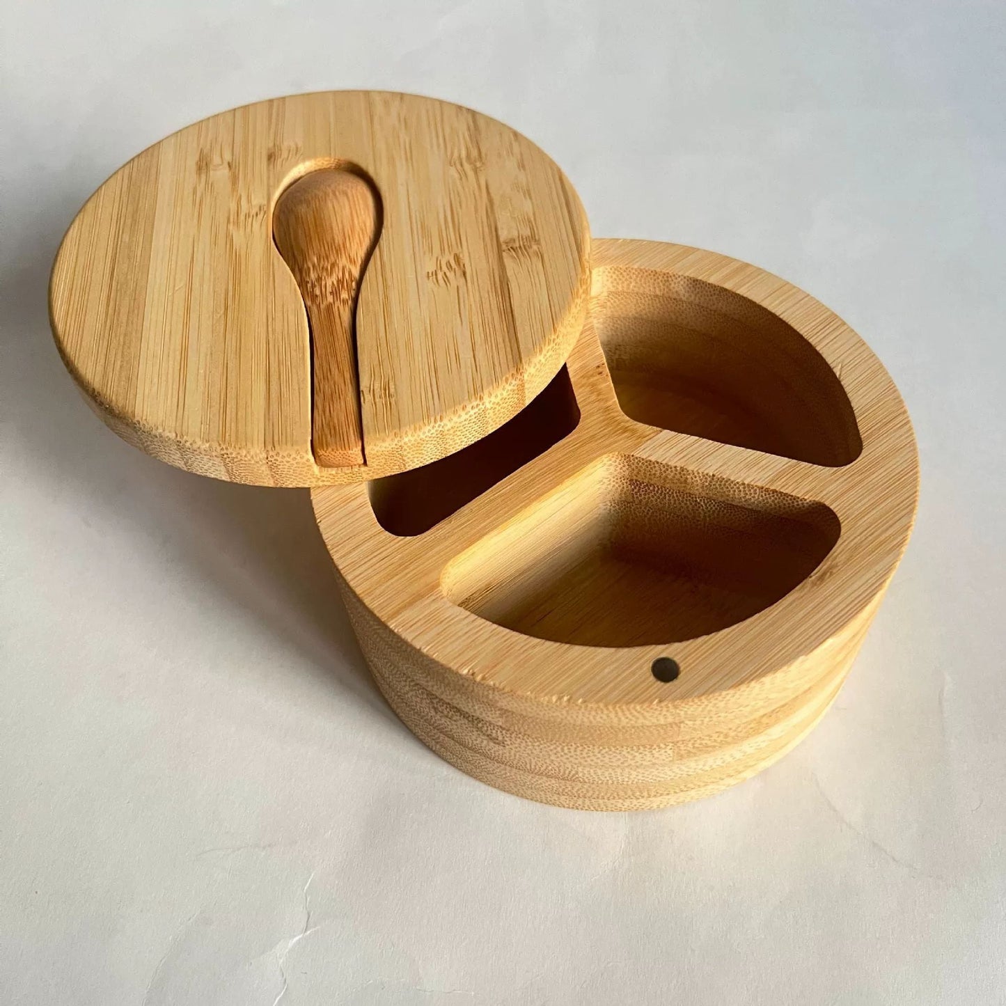 Eco-Friendly Bamboo Spice Box with Dual Compartments