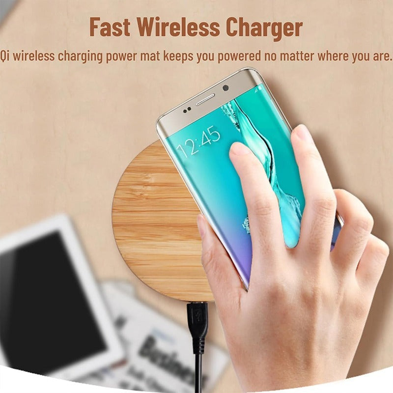 Eco-Friendly Bamboo Wireless Charger - Sustainable Inductive Charging Pad