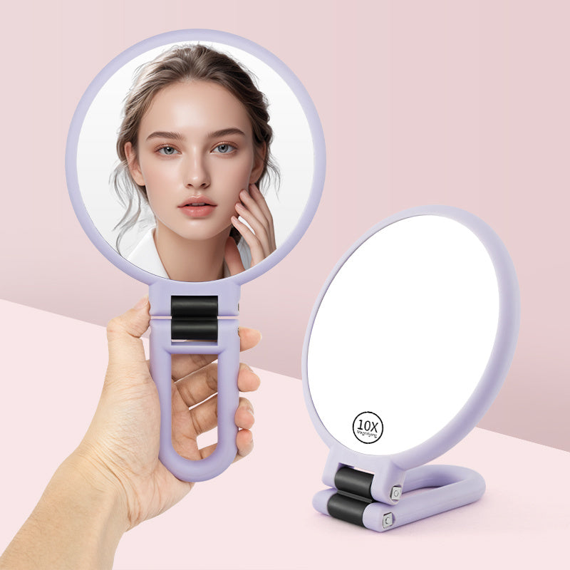 Portable Light Purple Folding Makeup Mirror - Eco-Friendly, Durable, Compact