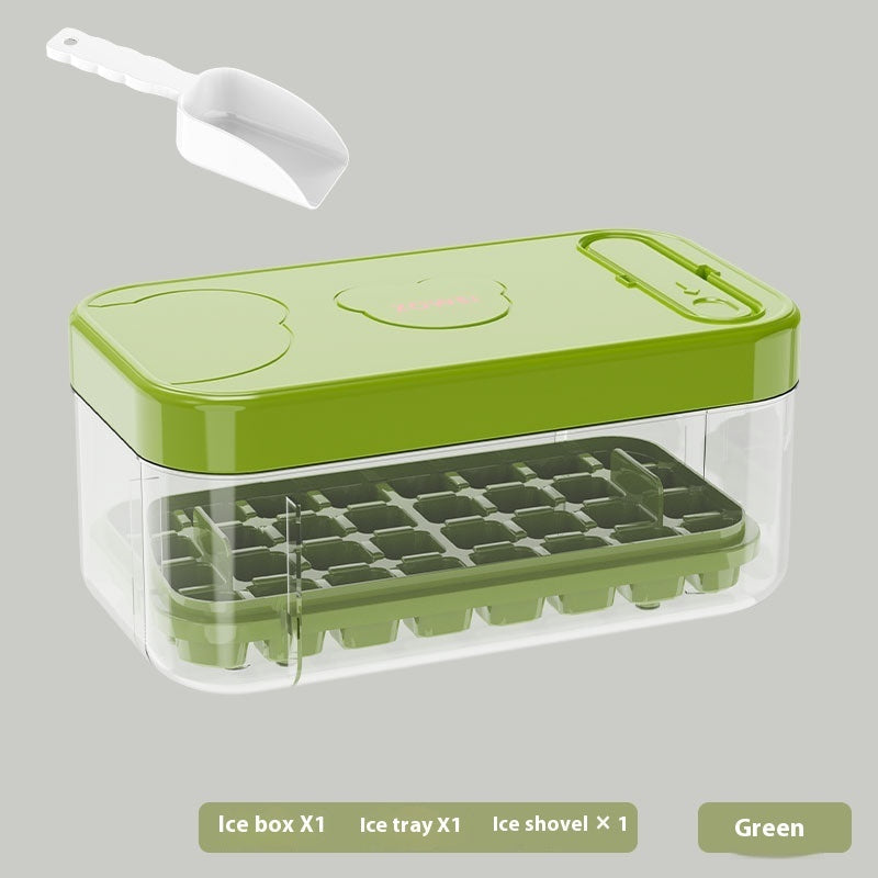 Eco-Friendly Ice Cube Tray and Storage Box Set - Green Lid, Reusable, Sustainable