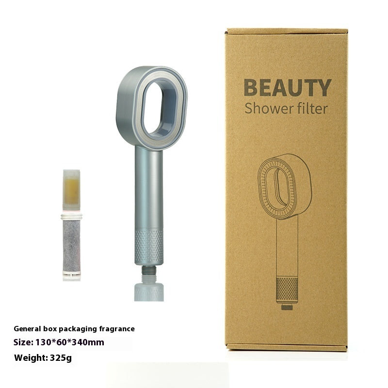 Water-Saving Silver Handheld Shower Head with Red Nozzle