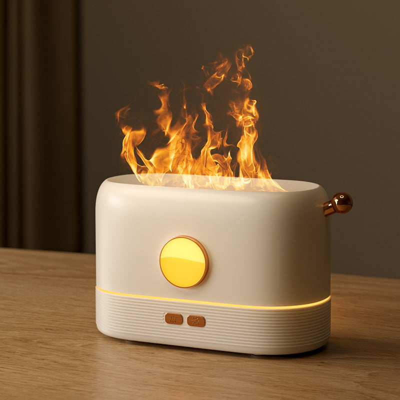 Compact LED Flame Effect Humidifier - Water-Saving & Ambient Light
