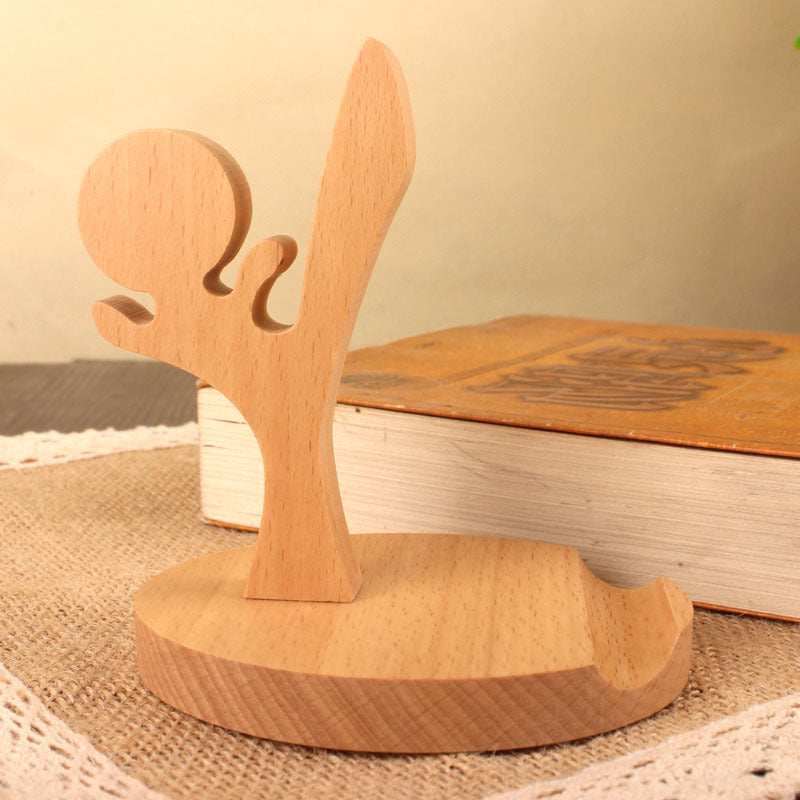 Dinosaur-Shaped Eco-Friendly Wooden Phone Stand