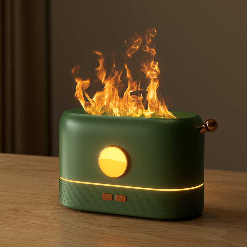 Compact LED Flame Effect Humidifier - Water-Saving & Ambient Light