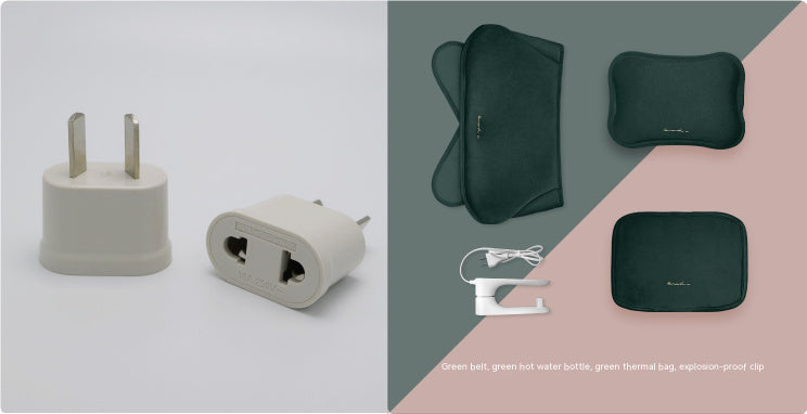 Eco-Friendly Electric Hot Water Bottle - Dark Green Fabric-Covered