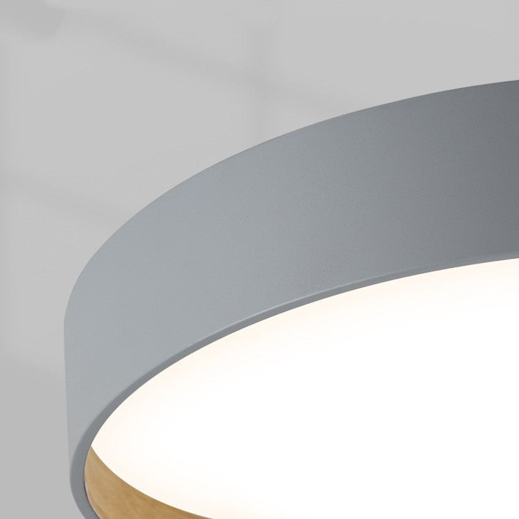Eco-Friendly Circular Ceiling Light Fixture - Grey & Wood