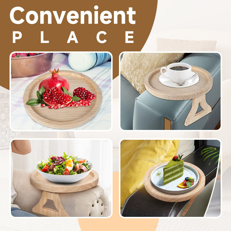 Eco-Friendly Bamboo Sofa Arm Tray - Natural Wood