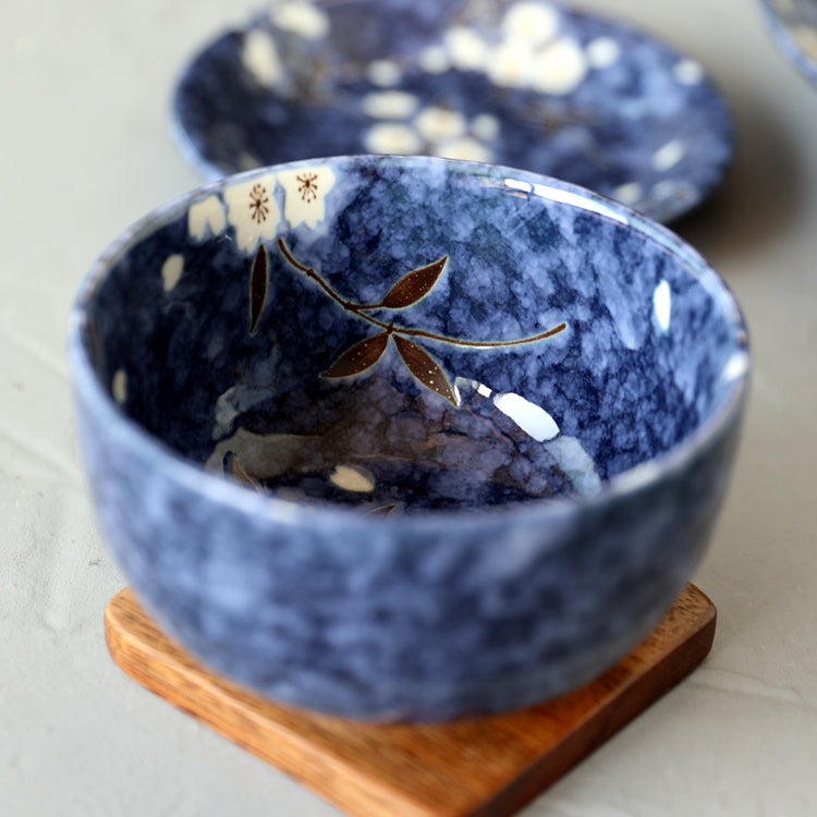 Eco-Friendly Blue Floral Ceramic Bowl - Sustainable & Durable