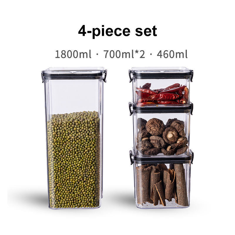 Transparent Square Storage Containers with Airtight Black Lids