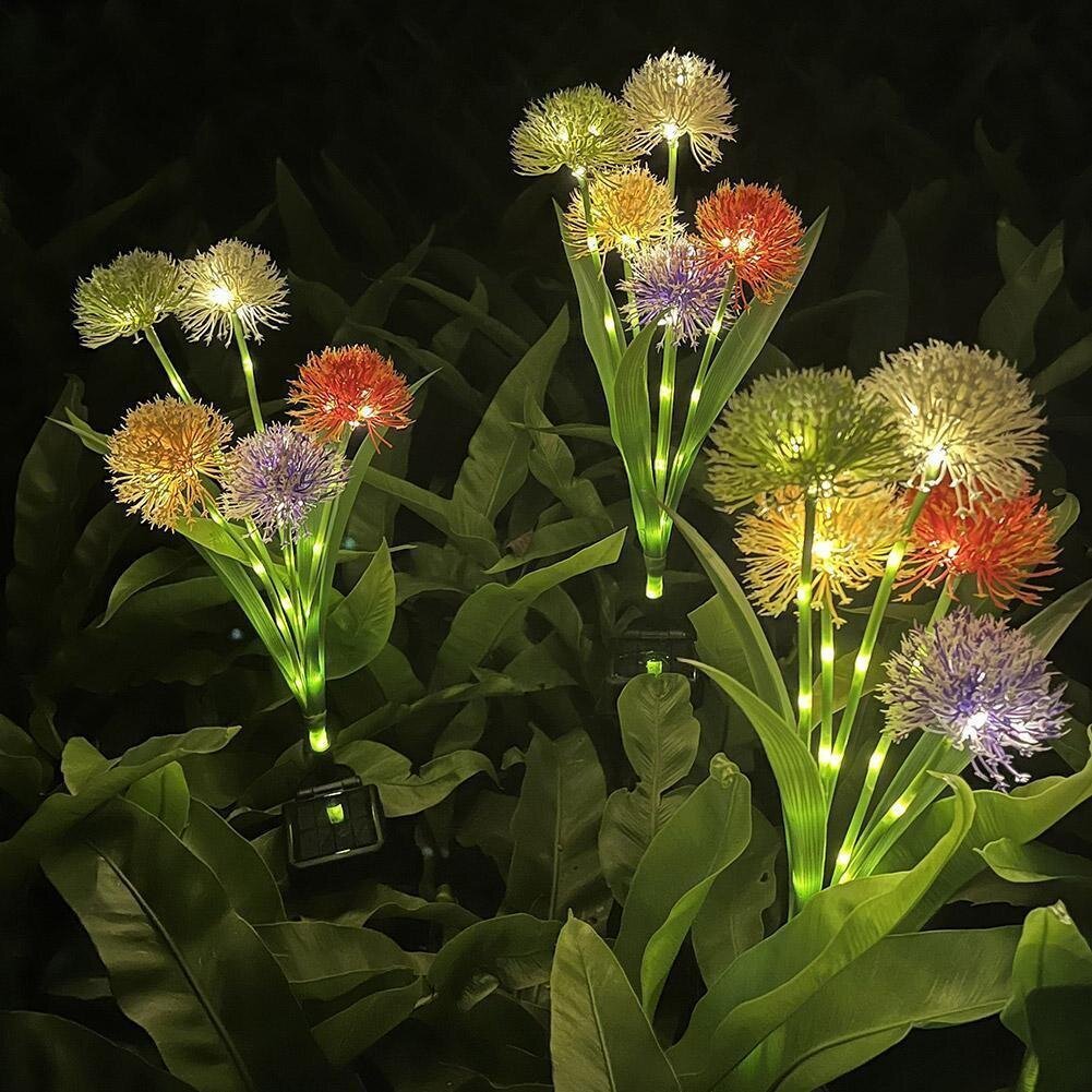Solar-Powered Multicolored Flower Garden Lights