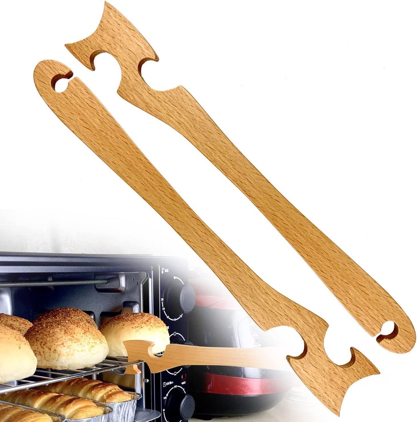 Eco-Friendly Wooden Oven Rack Puller - Natural Wood Kitchen Tool