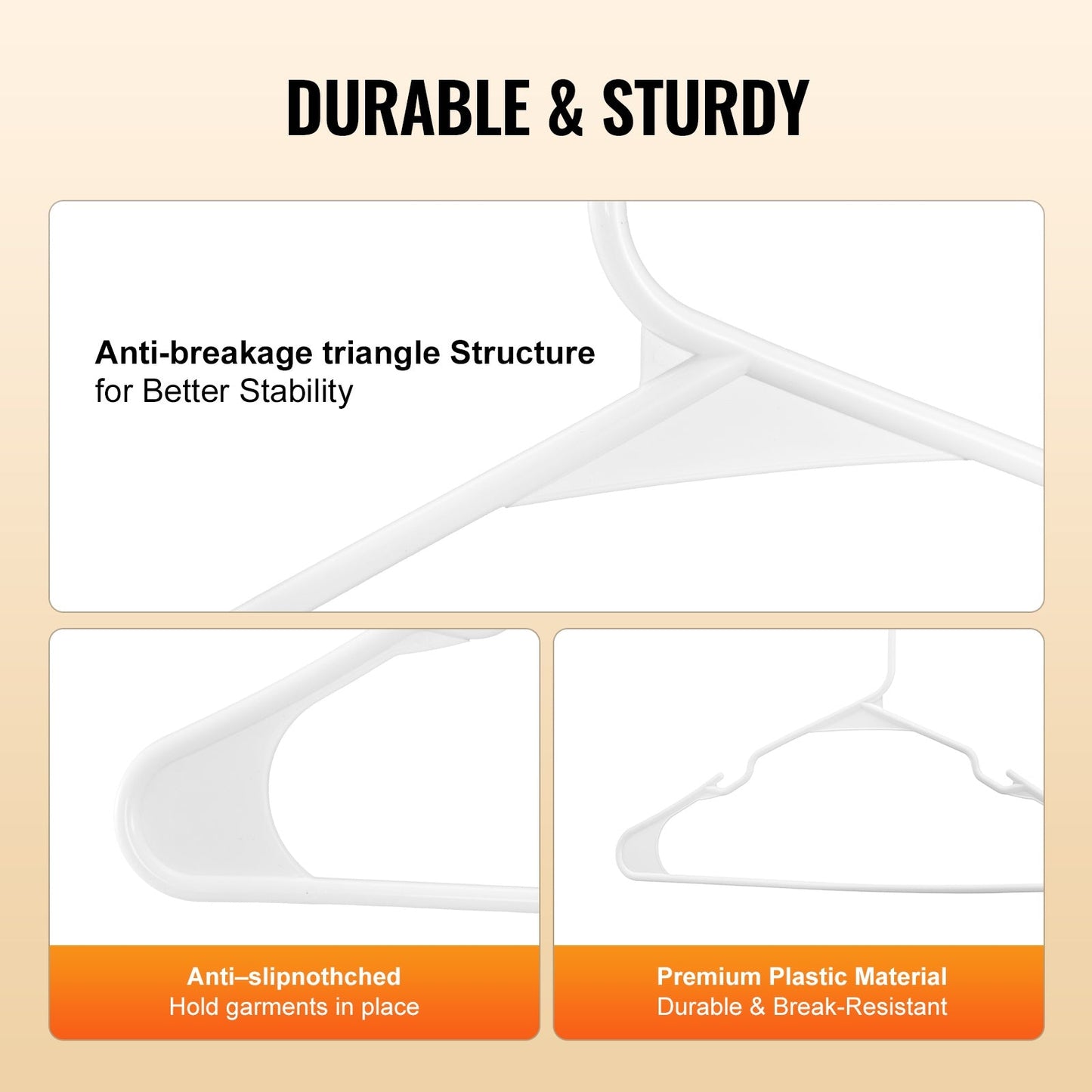 Anti-Slip Durable White Clothes Hangers for Sustainable Living