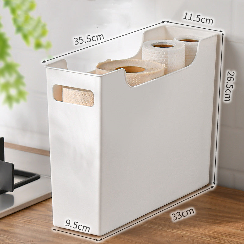 Durable White Rectangular Storage Bins with Handles for Home Organization