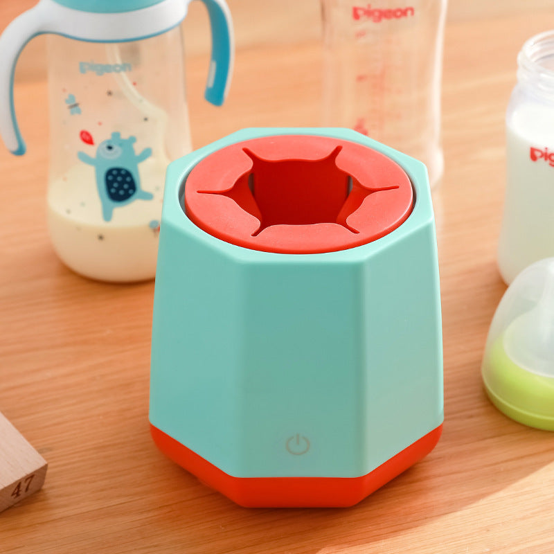 Portable Eco-Friendly Electric Milk Frother - Light Blue with Red Accents