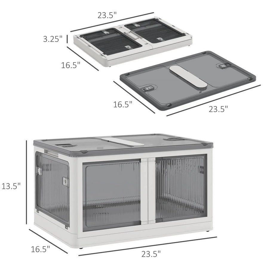 Transparent Rolling Storage Box with Built-in Handle