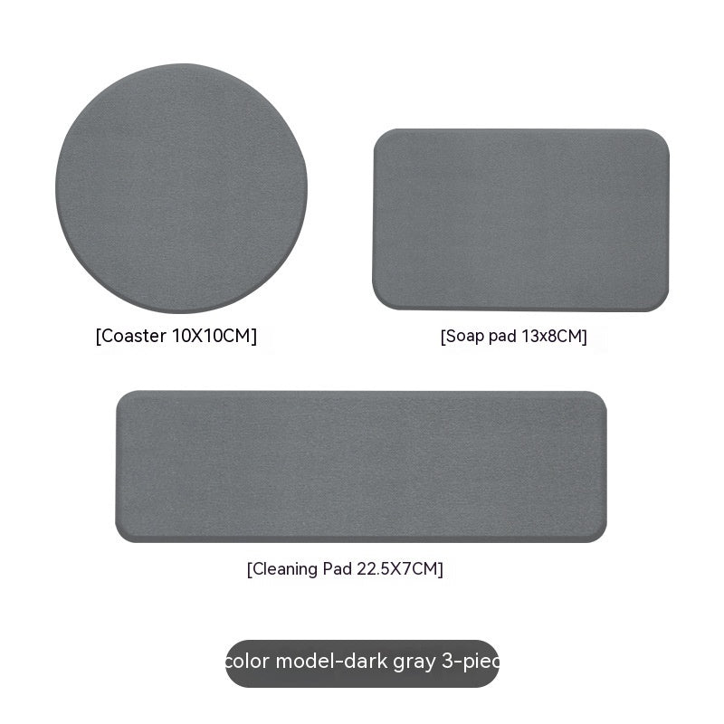 Sustainable Dark Gray Bathroom Accessory Set with Black Marble Pattern