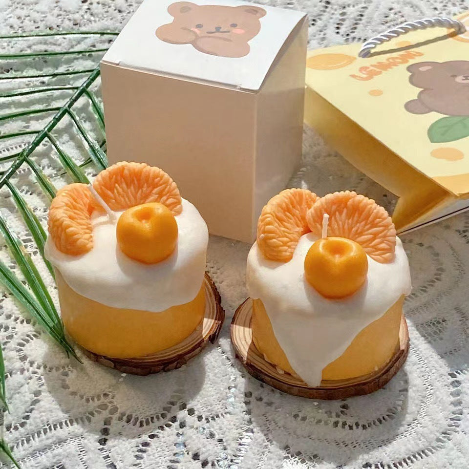 Eco-Friendly Decorative Candle - Orange & White Fruit Design