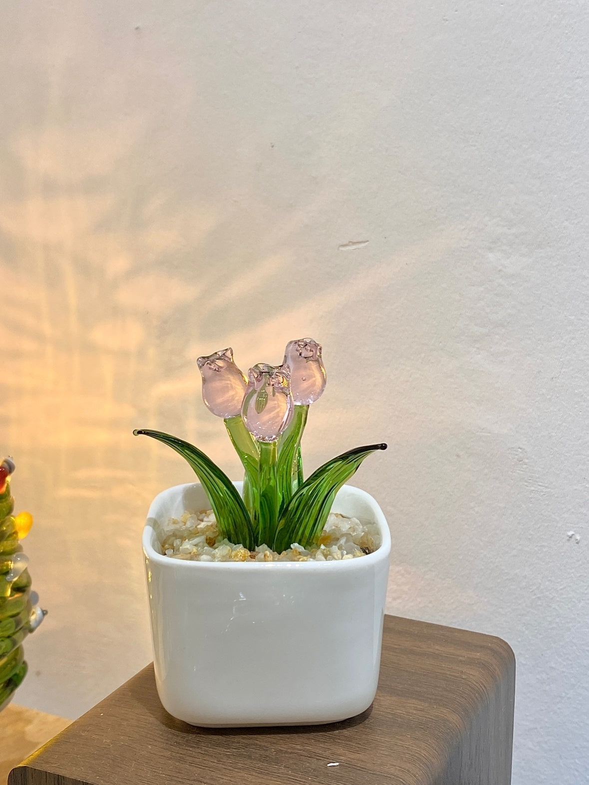 Eco-Friendly Glass Flower Arrangement in Ceramic Pots