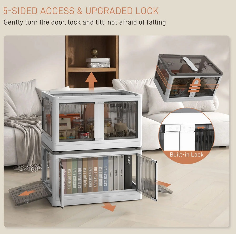 Transparent Rolling Storage Box with Built-in Handle