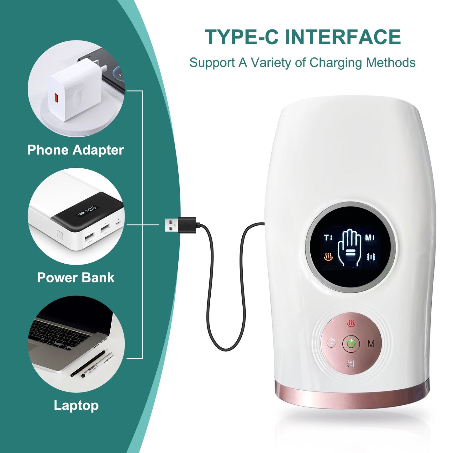 Rechargeable Ergonomic Hand Massager for Stress Relief and Wellness