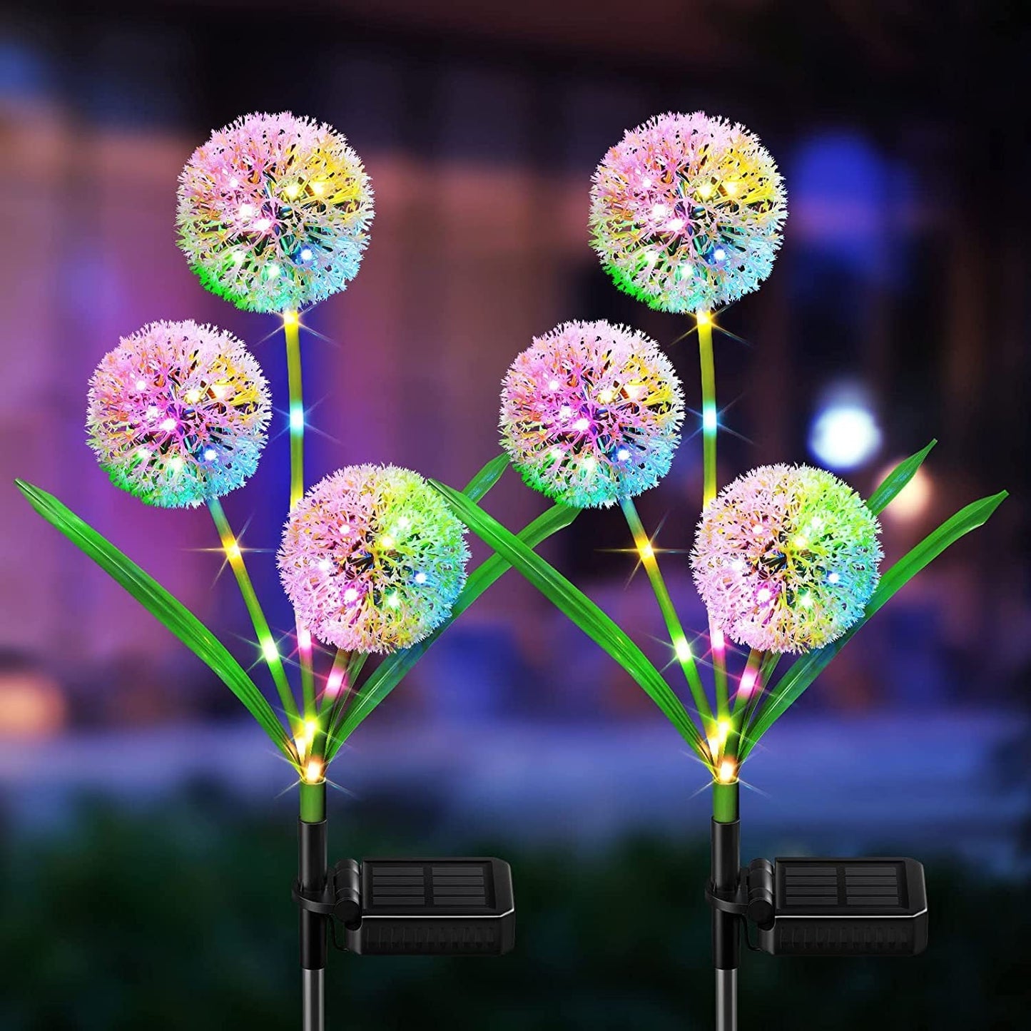 Solar-Powered Multicolored Flower Garden Lights