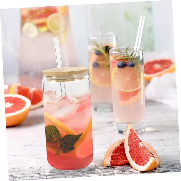 Eco-Friendly Glass Jar with Bamboo Lid & Straw - Sustainable Drinkware