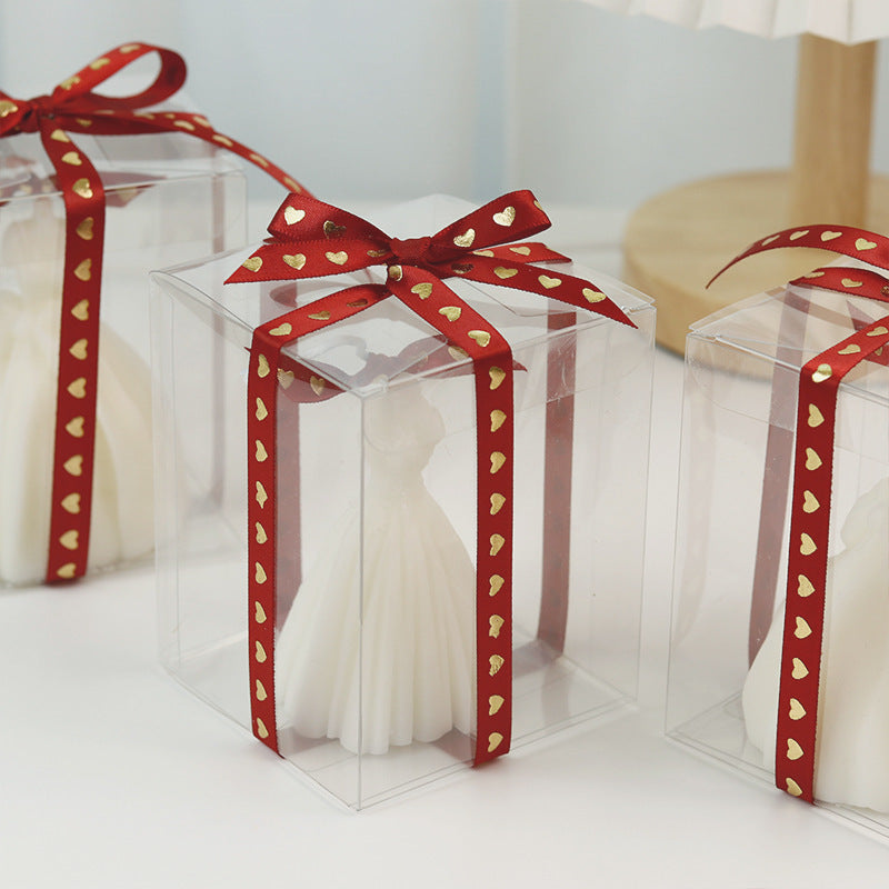 Elegant Dress-Shaped Decorative Candle - Eco-Friendly White Wax
