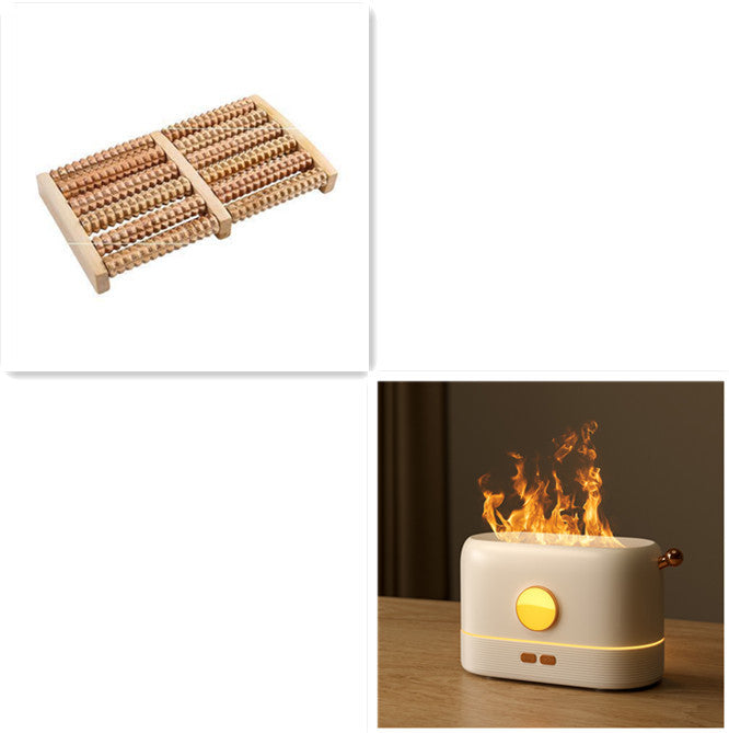 Compact LED Flame Effect Humidifier - Water-Saving & Ambient Light