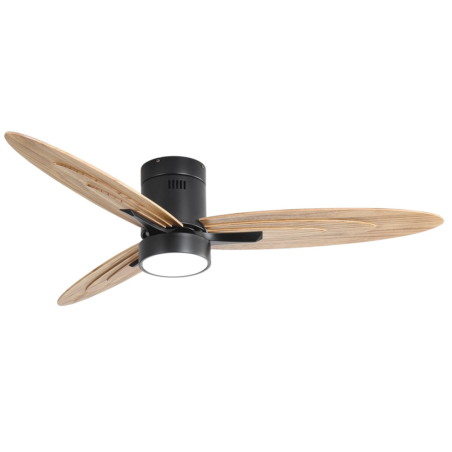 Eco-Friendly Ceiling Fan with Light - Black & Natural Wood