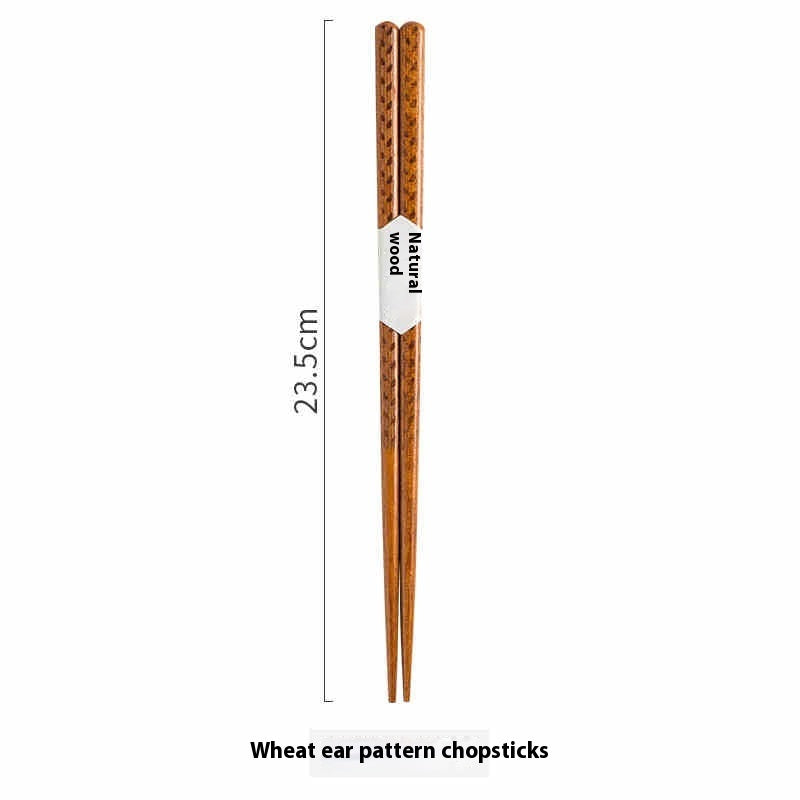 Eco-Friendly Reusable Wooden Chopsticks with Textured Grip