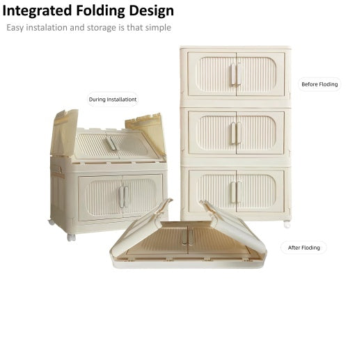 Stackable Beige Storage Cabinet for Space-Saving Organization