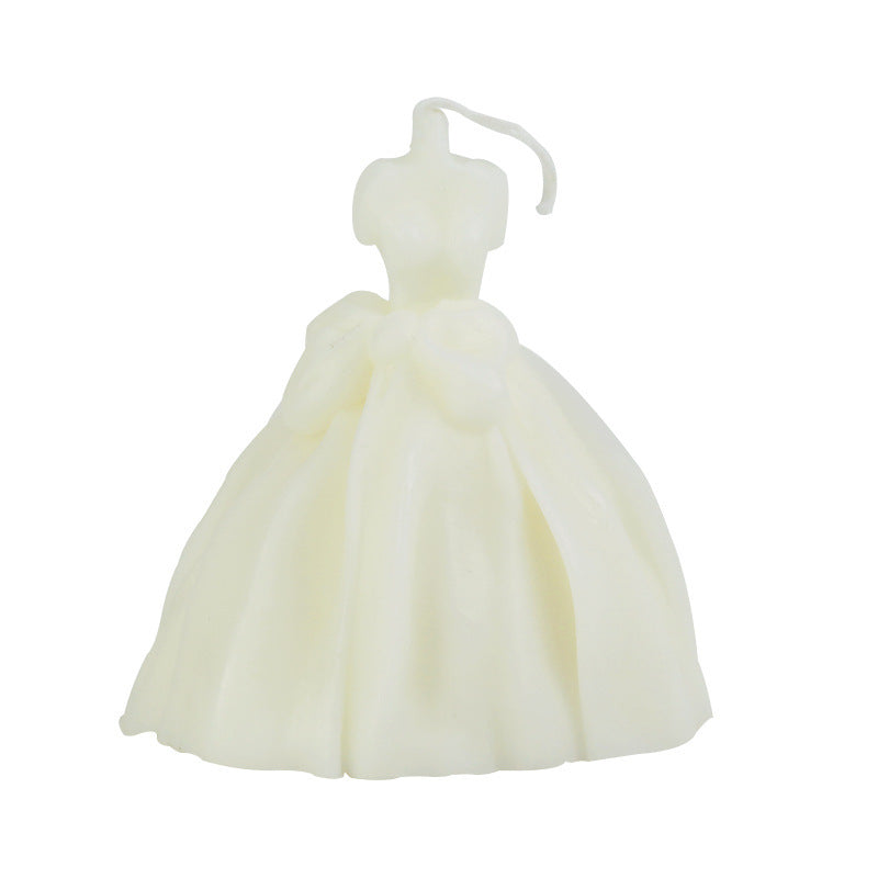 Elegant Dress-Shaped Decorative Candle - Eco-Friendly White Wax