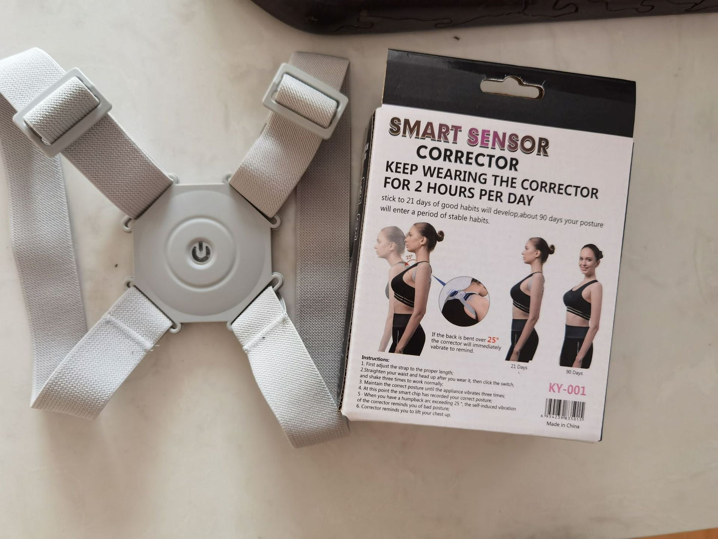 Light Gray Adjustable Posture Corrector for Better Back Support