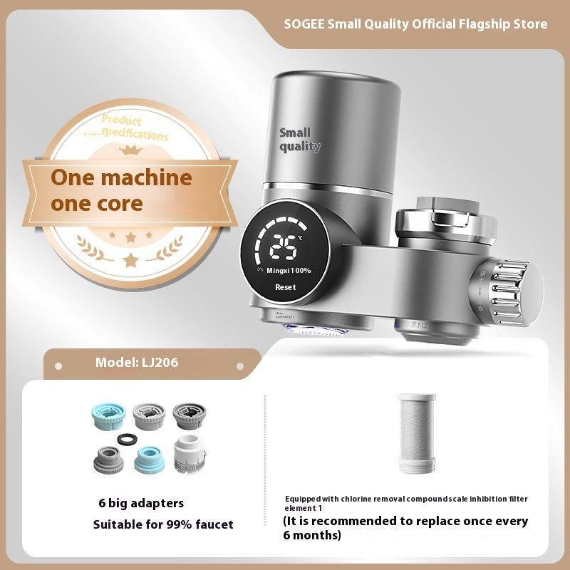 Compact Silver Faucet-Mounted Water Purifier with UV Sterilization