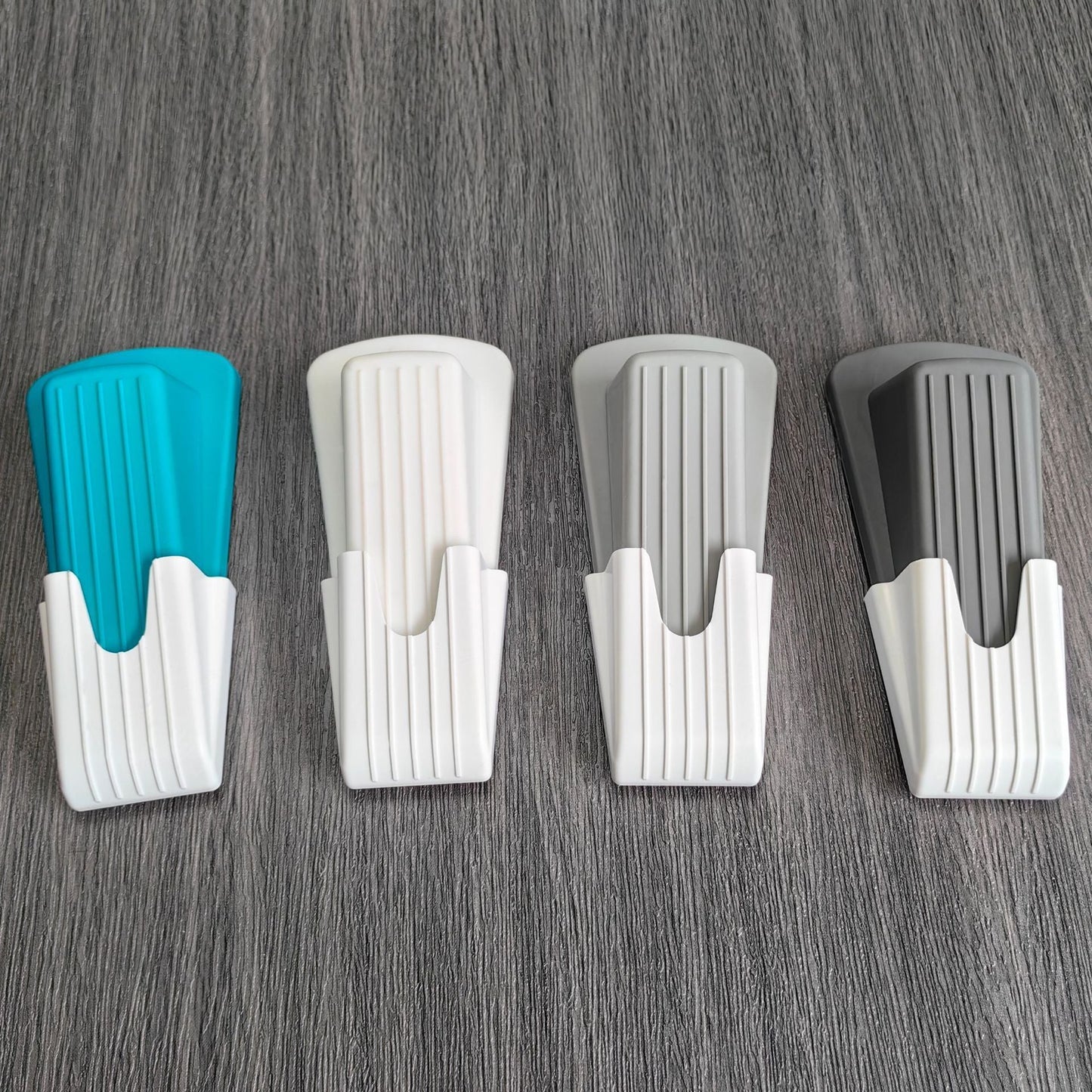 Eco-Friendly Teal & White Doorstop Wedge - Durable Silicone Design