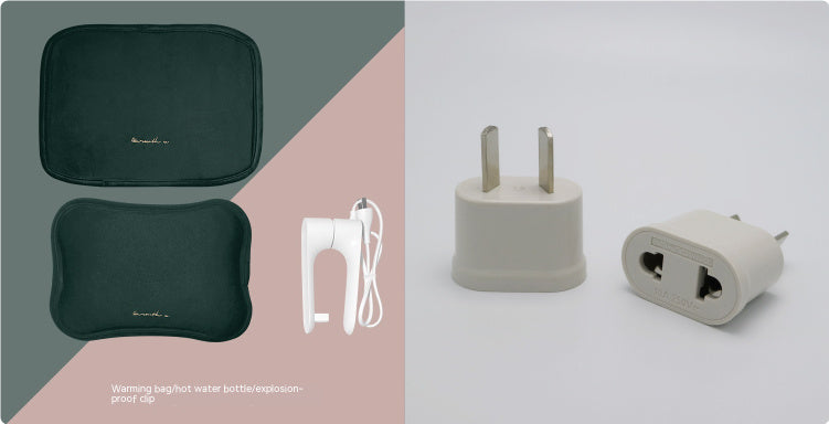 Eco-Friendly Electric Hot Water Bottle - Dark Green Fabric-Covered