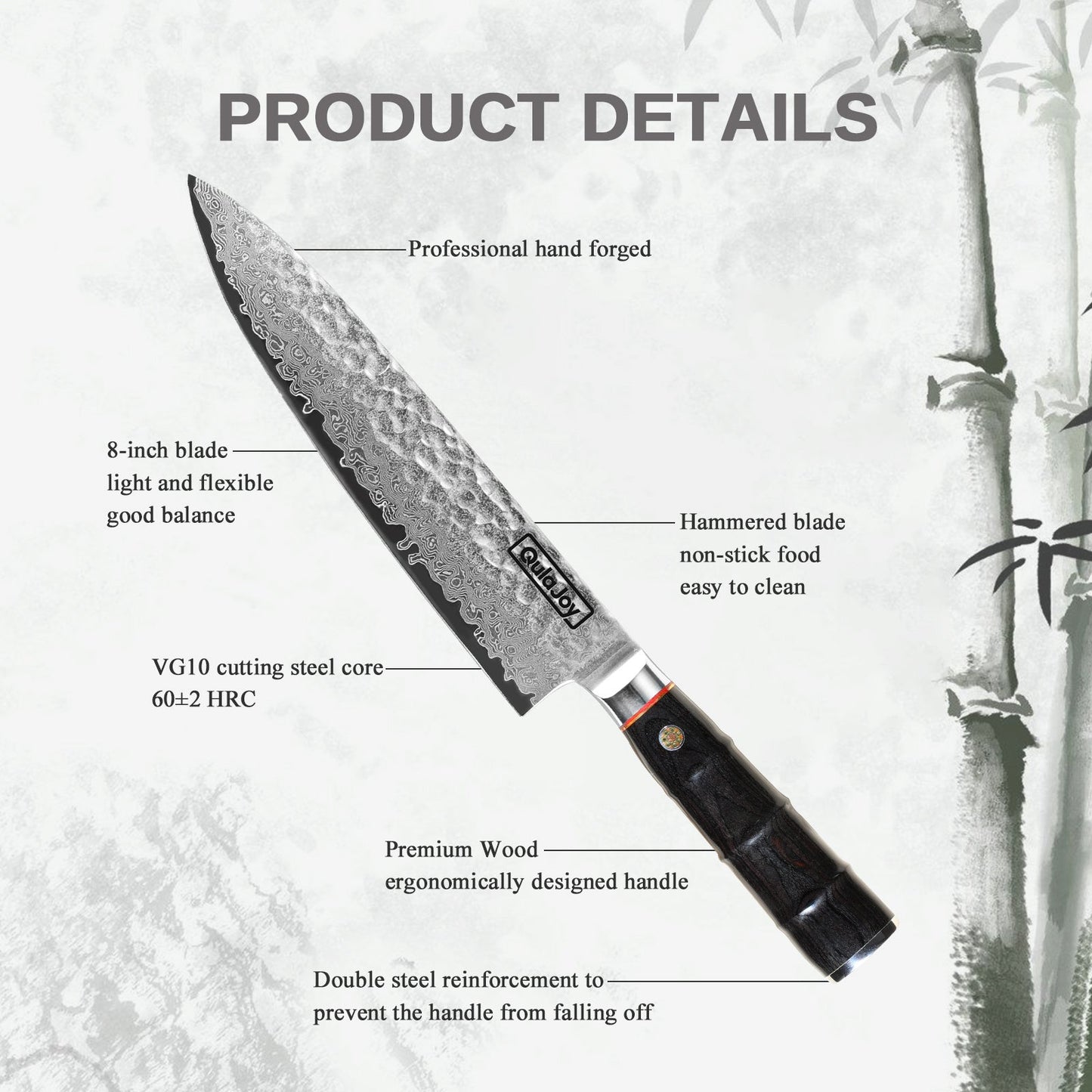 Premium Damascus Steel Kitchen Knife with Green Handle