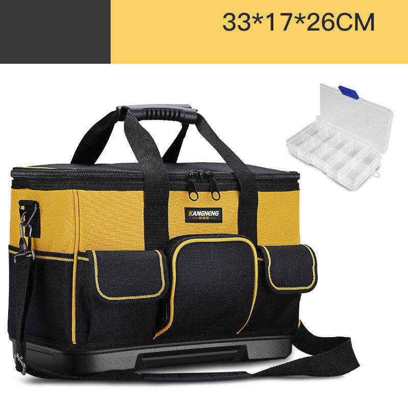Durable Black and Yellow Tool Bag with Organizer Box