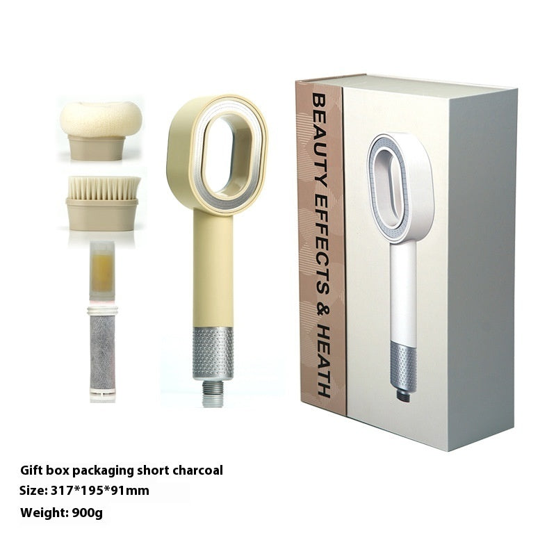 Water-Saving Silver Handheld Shower Head with Red Nozzle