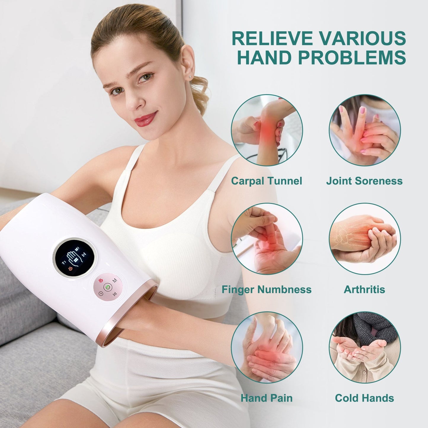 Rechargeable Ergonomic Hand Massager for Stress Relief and Wellness