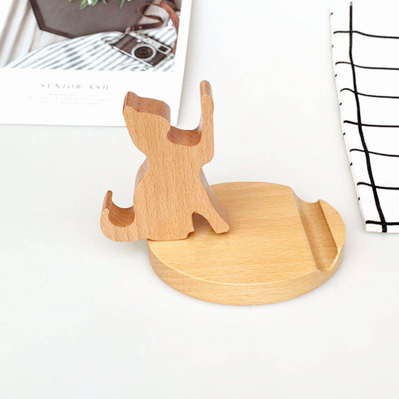 Dinosaur-Shaped Eco-Friendly Wooden Phone Stand
