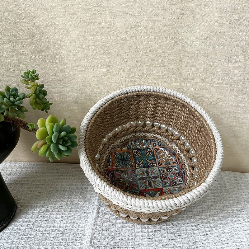 Eco-Friendly Decorative Jute Basket for Storage and Decor