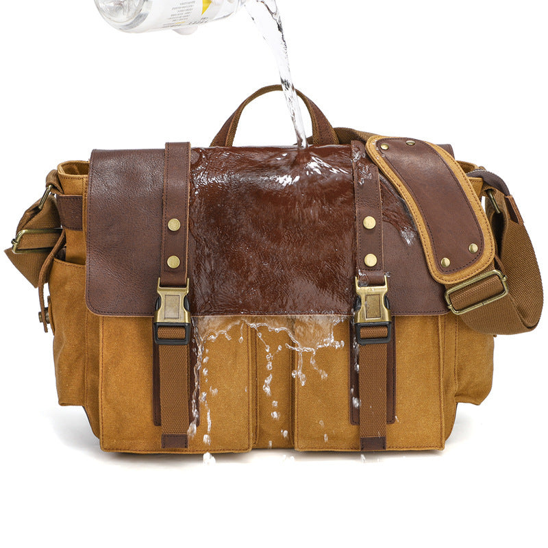 Eco-Friendly Leather and Canvas Messenger Bag for Daily Use