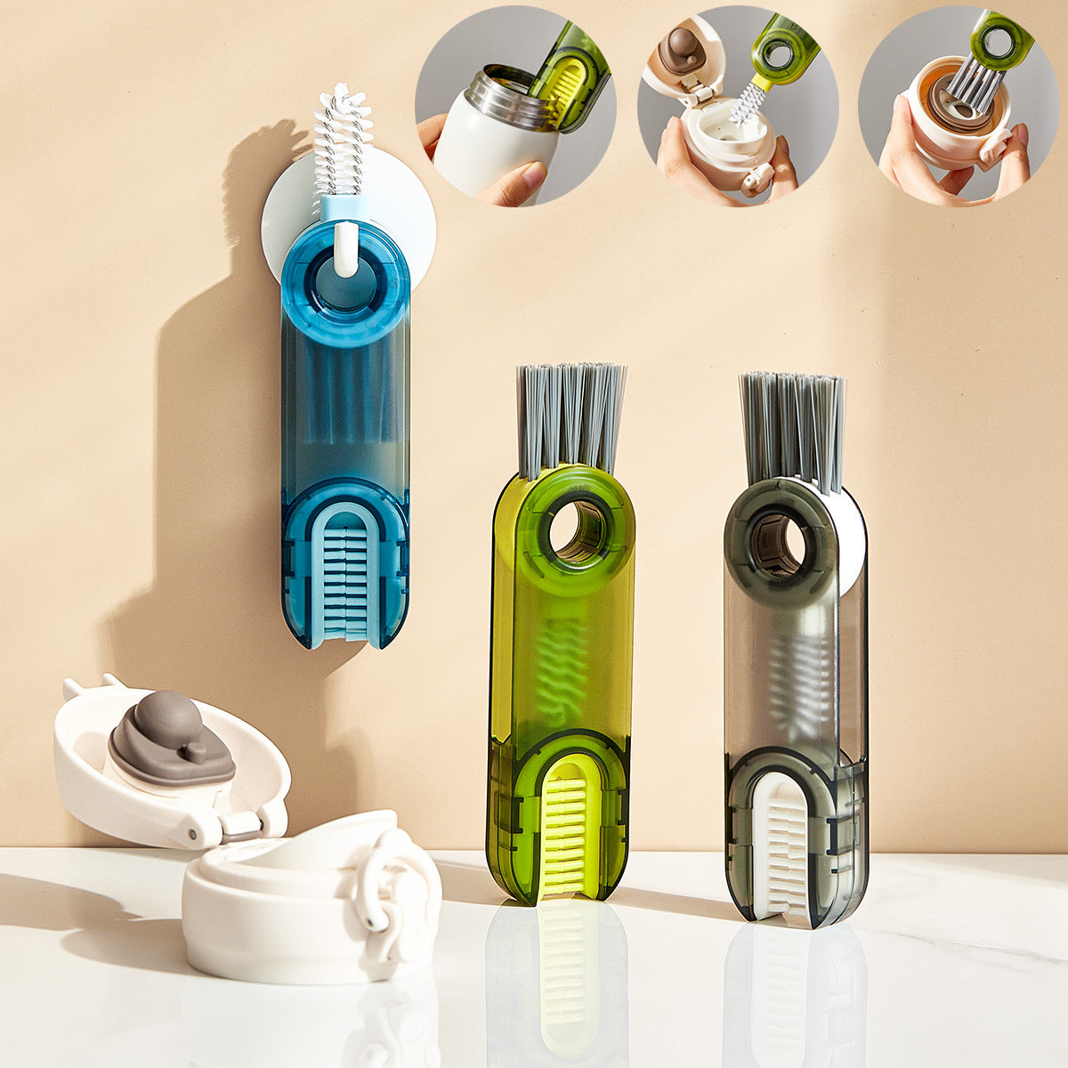 3 in 1 Eco-Friendly Cleaning Brush with Interchangeable Heads