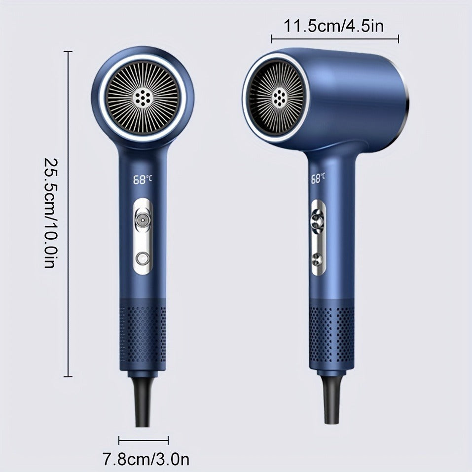 Energy-Efficient Blue Hair Dryer with Digital Display