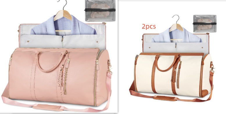 Versatile Light Pink Garment & Duffel Bag for Eco-Friendly Travel