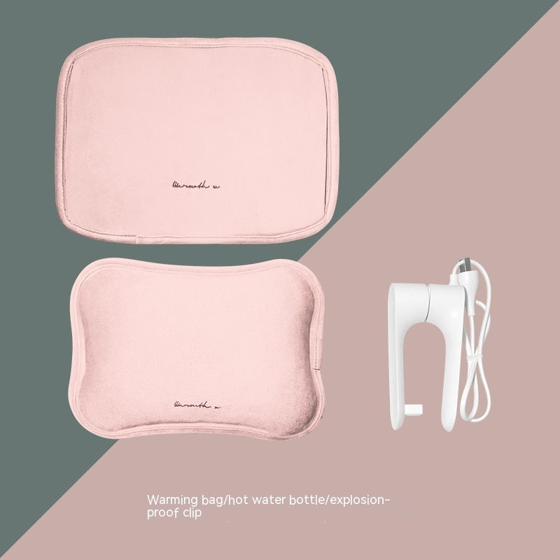 Eco-Friendly Electric Hot Water Bottle - Dark Green Fabric-Covered