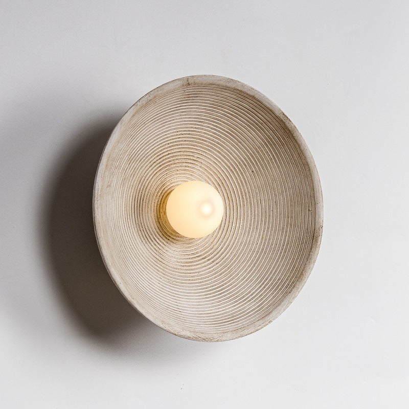 Eco-Friendly Circular Wall Light - Natural Wood Tone